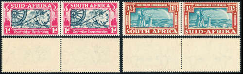 South Africa - 1938 - Comm of Voortrekkers - set of 2 horiz pairs mint unhinged . SACC 79-80 .