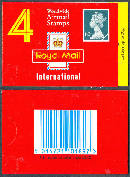 Great Britain Stamp Booklets - 1994 - Worldwide Airmail Stamps - £2-40 booklet complete . GM 1 .