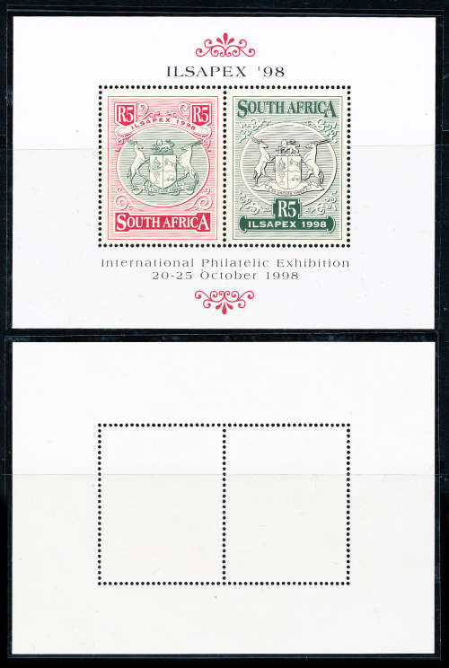 South Africa - 1998 - Ilsapex m/sheet (R5 + R5) mint unhinged . SACC 1158 .