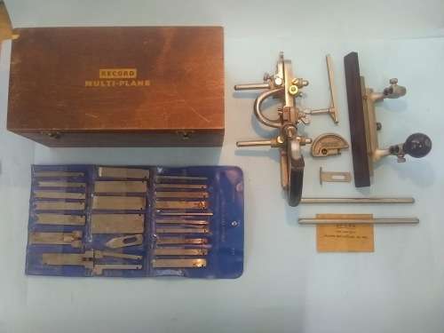 Tools - Record multi-plane No.405 in wooden box with 24 cutters - Made by Tungsten steel cutters.
