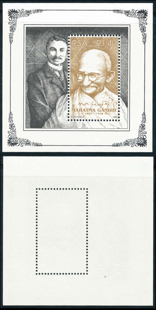 South Africa - 1995 - Gandhi - R1-40 m/sheet mint unhinged . SACC 918 .