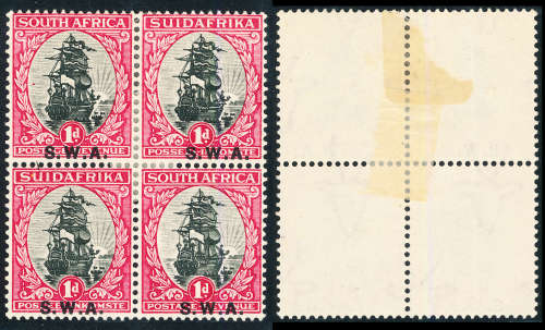 South West Africa - 1930 - Roto - 1d black & red block of 4 mint heavy hinged . SACC 94 .