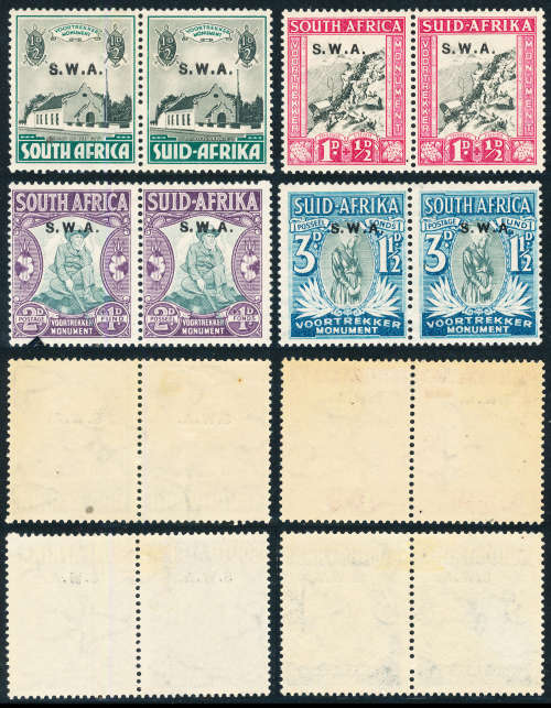 South West Africa - 1935 - 36 - Voortrekker Mem Fund - set of 4 fine mint horiz pairs . 119-122 .