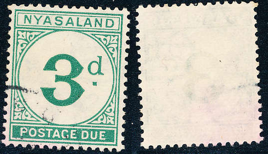 Nyasaland Postage Dues - 1950 - 3d green fine used . SG D3 .