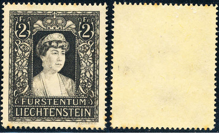 Liechtenstein - 1947 - Death of Princess Elsa - 2F black/ yellow mint hinged. SG 258 .