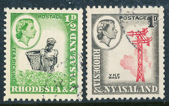 Rhodesia & Nyasaland - 1959 - 62 - Defins - ½d, 1d coil stamps fine used . SACC 18a, 19a.