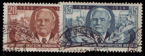 Germany D.D.R. - 1954 - 5th Anniv Of D.D.R. - set of 2 fine used.