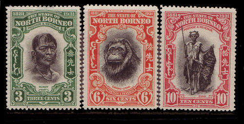 North Borneo - 1931 - Defins - 3c, 6c, 10c mint hinged.