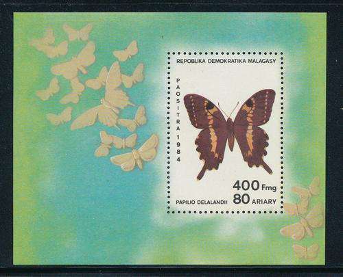 Malagasy Republic - 1984 - Butterflies - 400f m/sheet mnt unhinged (SACC 526).
