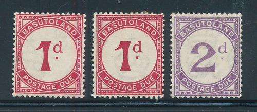 Basutoland Postage Dues - 1933 - 1d carmine, 1d scarlet, 2d violet mint hinged (SG D1-2).