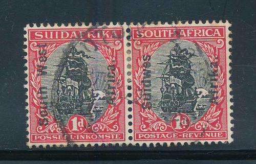 South West Africa - 1926 - Lon Picts - 1d black & carmine eng on afrk fine used horiz pair (SG 68).