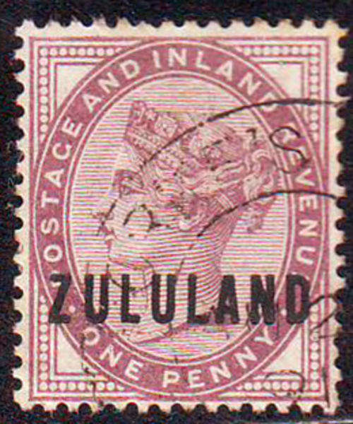 Zululand - 1888 - G.B. Stamps ovptd - 1d deep purple fine used.