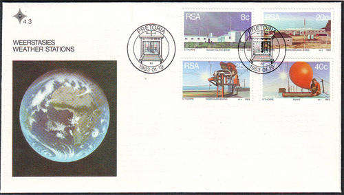 South Africa Official F.D.C's - 1983 - Weather Stations - Cover no.4.3 unaddressed.