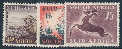 South Africa â 1953 â Additional Defins â set of 3 mint hinged (SACC 145-147).