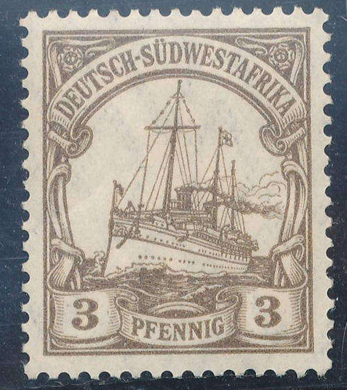 South West Africa German Period - 1906-19 -  Yacht Defins - 3 pfg brown mint hinged.