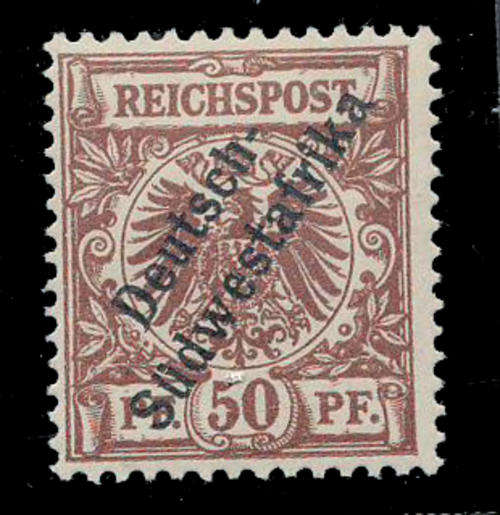 South West Africa - 1898-99 - German Stamps Ovptd - 50pfg bright red brown mint unhinged (SACC 12).