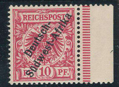 South West Africa German Period - 1897 - German Stamps Ovptd - 10pfg bright lilac-red mint unhinged.