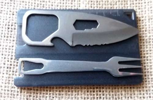 Compact knife and fork set, black