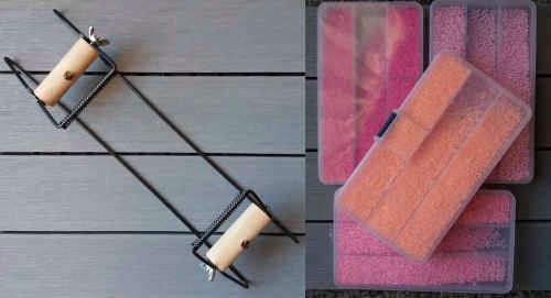 Basic beading loom plus 4 containers pink seed beads