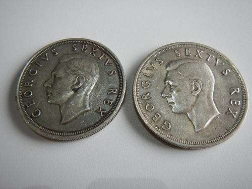 2X SILVER 5 SHILLINGS 1948 AND 1952