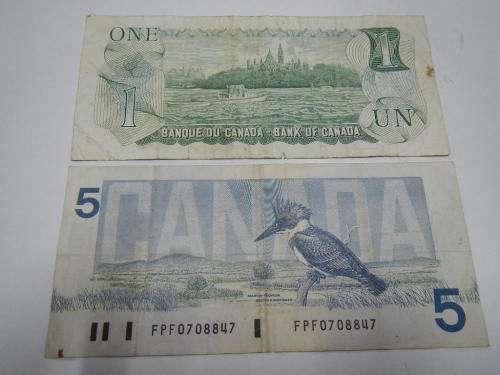 1 AND 5 CANADA DOLLAR NOTES