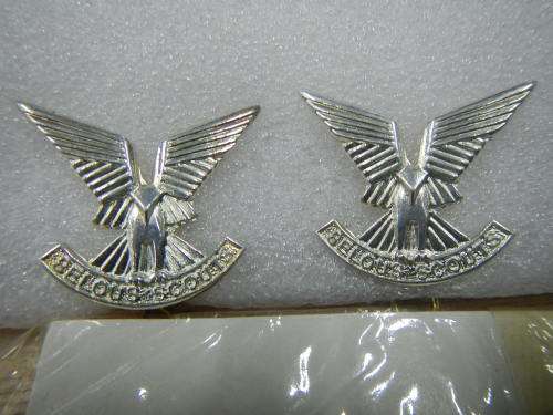 Rhodesian Selous Scouts Silver Officers Collar Badges in original packing  - Made In Salisbury.