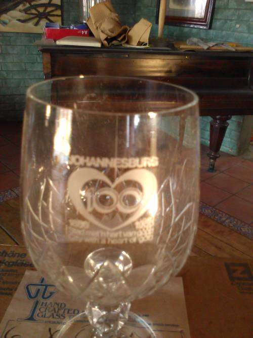 Rare Collectible Crystal Commemorative 1888-1988 Johannesburg glasses(2)