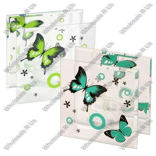 Mirror Glass Tealight Candle Holder Butterfly