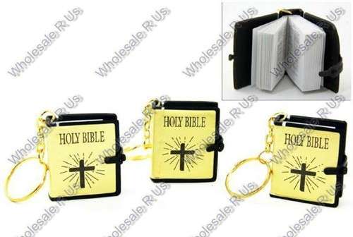 Holy Bible Mini Key Chain Keyring Text Inside Bible