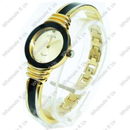 Ladies Elegant Two-Tone Bracelet Watch Gold Black