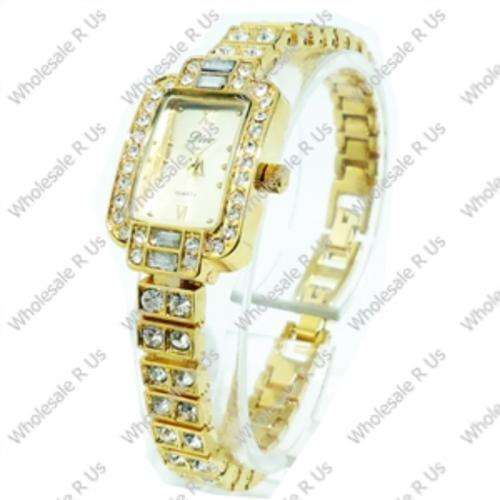 Ladies Crystal Accented Bracelet Watch Gold