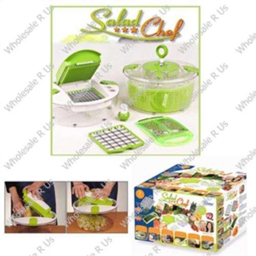 Genius Salad Chef For Cutting & Spinning Fruit Vegetables & More