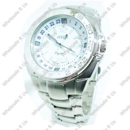 Gents Link Bracelet Watch with Illuminated Markers - Silver