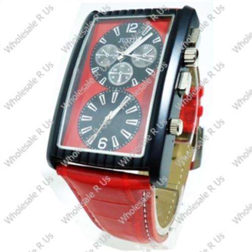 Gents Dual Analog Wrist Watch with Illuminated Markers - Red Black