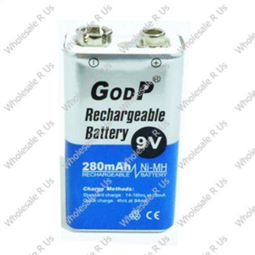 1 x 9V 280mAh Rechargeable Ni-MH Battery