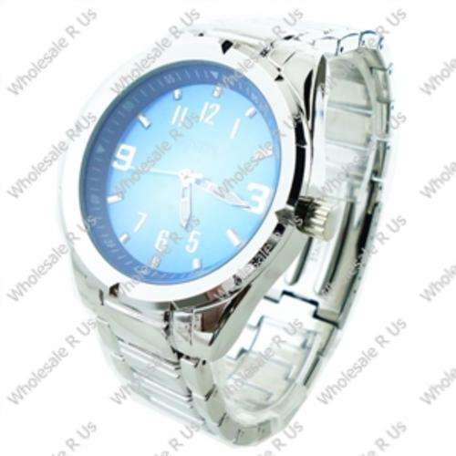 Gents Link Bracelet Watch - Silver Blue
