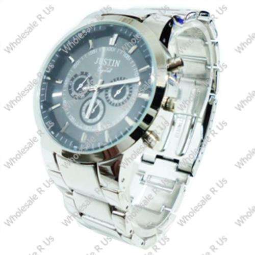Gents Link Bracelet Watch - Champagne Silver