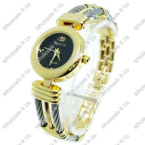 Ladies Cable Two-Tone Bracelet Watch Gold Silver Black