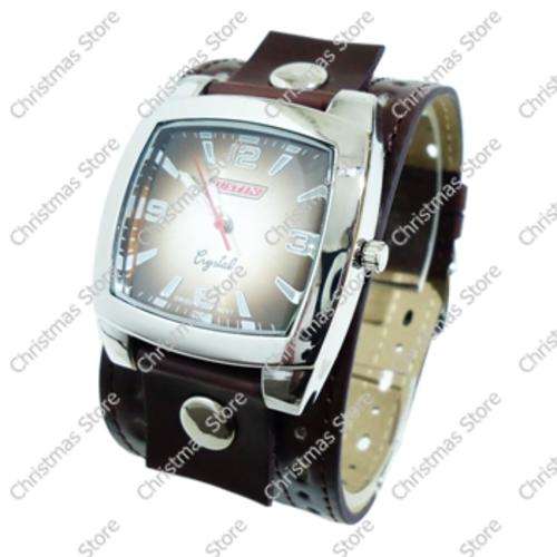 Gents Wrist Watch Brown Strap Brown Shaded Face