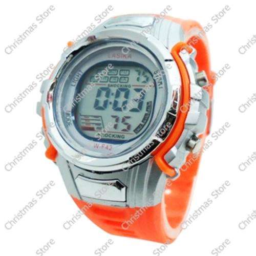 Waterproof Sports Watch Orange Silver
