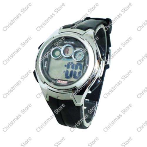 Waterproof Sports Watch - Black Silver