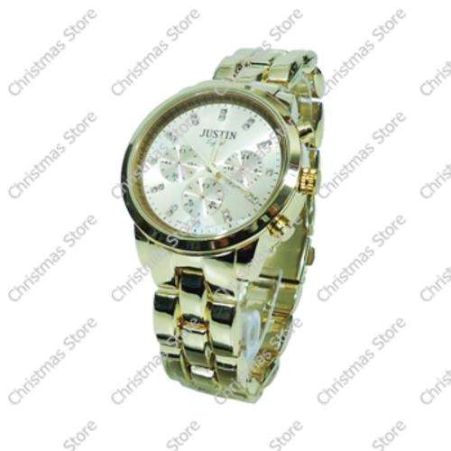 Gents Link Bracelet Wrist Watch - Gold with Gold Face