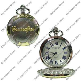 The Greatest Grandpa Pocket Watch  Two-Tone with White Silver Face & Black Markers