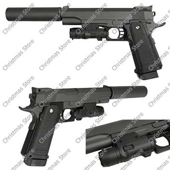 Metal Airsoft Pistol Spring 6mm BB Gun Colt 911 with Laser Silencer