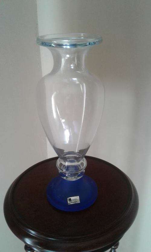 JM Glass Vase with Cobalt Blue Base. From Portugal.