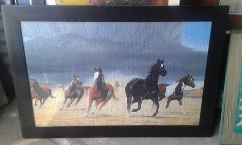 Beautiful Framed Horses Puzzle Behind Glass