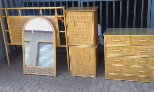 Cane Rattan Double Bed Bedroom set
