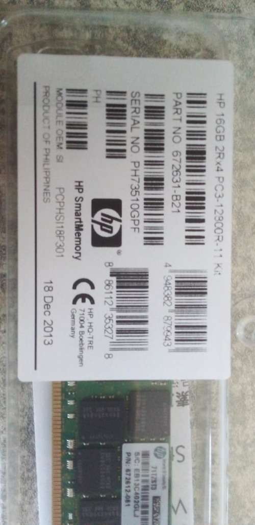 RAM HP 16GB 2Rx4 PC-3 128700R-11 Kit