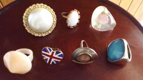 Job Lot of 7 Vintage COSTUME JEWELRY Rings