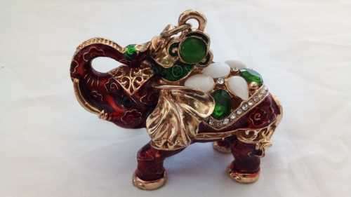 Magificent Bejeweled Elephant Figurine Key Holder